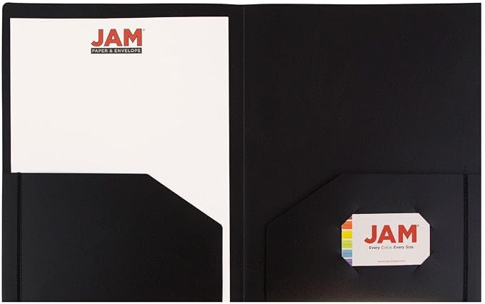 JAM PAPER Heavy Duty Plastic 2 Pocket Extra Tough School Folders - Black - 3/Pack - Image 6