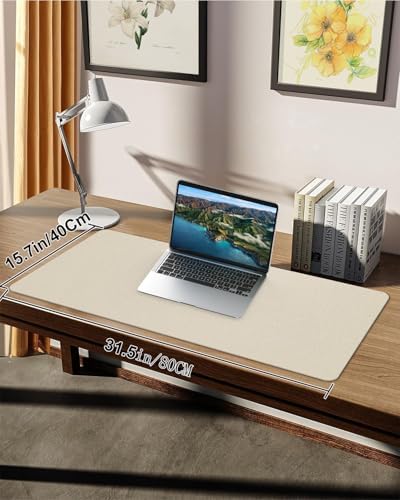 Small Desk Mat,Leather Desk Pad Protector,Desk Mouse pad,Office Desk mat,Laptop Mat for Desk, Non-Slip PU Leather Desk Blotter,Waterproof Desk Writing Pad for Office/Home(31.5"x15.7",Beige) - Image 7