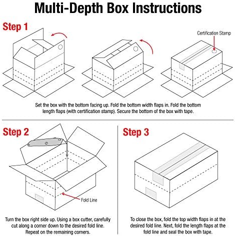 BOX USA Multi-Depth Shipping Boxes Medium 12"L x 9"W x 6"H 25-Pack - Corrugated Cardboard Box for Moving, Mailing, Packing, Packaging and Storage - Image 4