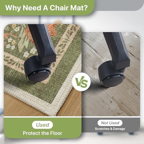 36"x48" Office Chair Mat for Hardwood Floor, Non-Slip Washable Sage Green - Image 5