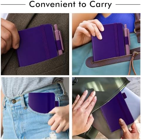feela 15 Pack Pocket Small Notebooks Bulk, Mini Cute Notepads Hardcover College Ruled Lined Journals with Pen Holder for School Business Memos, with 15 Black Pens, 3.5”x 5.5”, A6, Purple - Image 5