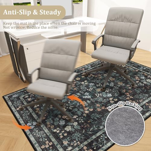 chakme Office Chair Mat for Hardwood Floor, 48"x36" Easy Glide Computer Desk Mat Protector for Rolling Chair Under Desk Rug Nonslip Backing, Machine Wash, (Floral) - Image 5