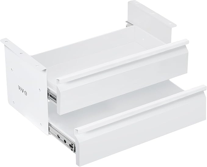 VIVO 16 inch Slide Out Dual Tier Desk Drawer, Under Desk 2 Layer Storage, White, DESK-DR02W by Unknown