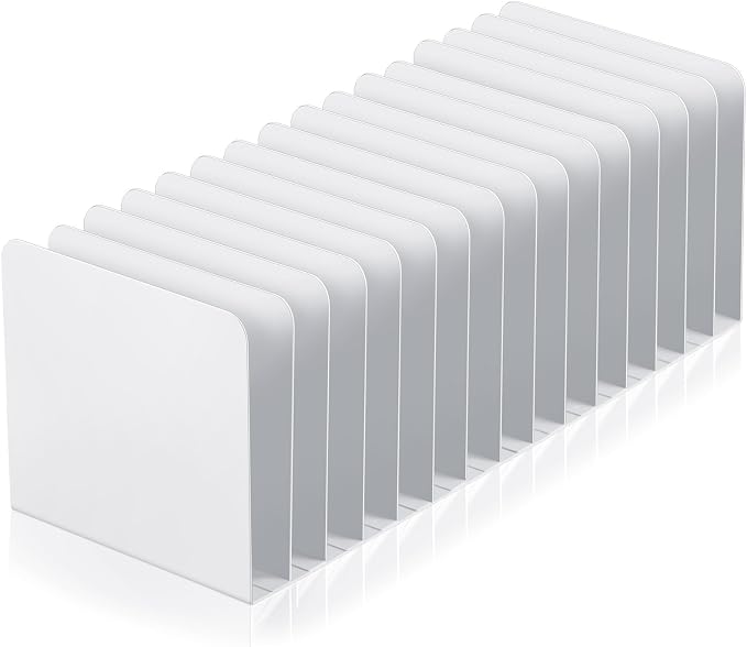 Suzile Metal Desktop File Organizer, 15 Compartments, Vertical File Sorter, White, 5.79" W x 15.75" L x 5.41" H, Office, Reception Areas, Workspace by Suzile