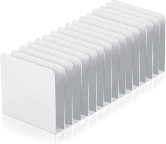 Suzile Metal Desktop File Organizer, 15 Compartments, Vertical File Sorter, White, 5.79" W x 15.75" L x 5.41" H, Office, Reception Areas, Workspace by Suzile