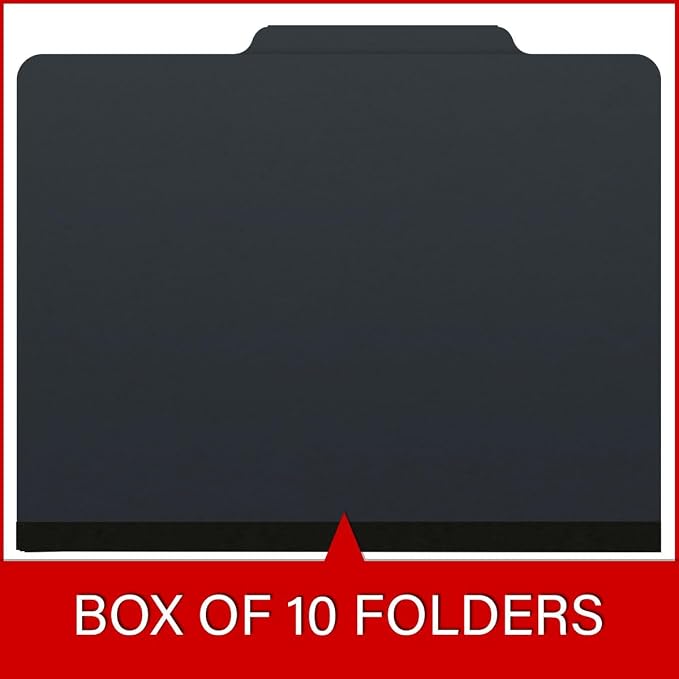 Top Tab Pressboard Folders, Letter Size, 2" exp, Fasteners Pos #1 & #3, Black (Box of 25) - Image 6