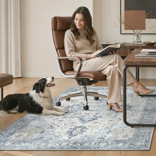 36"x48" Office Chair Mat for Hardwood Floor, Non-Slip Washable Blue - Image 7