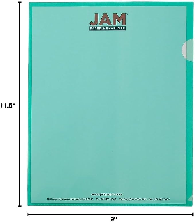 JAM PAPER Plastic Sleeves - Letter Size - 9 x 11 1/2 - Green Project Pockets - 12 Page Protectors/Pack - Image 6