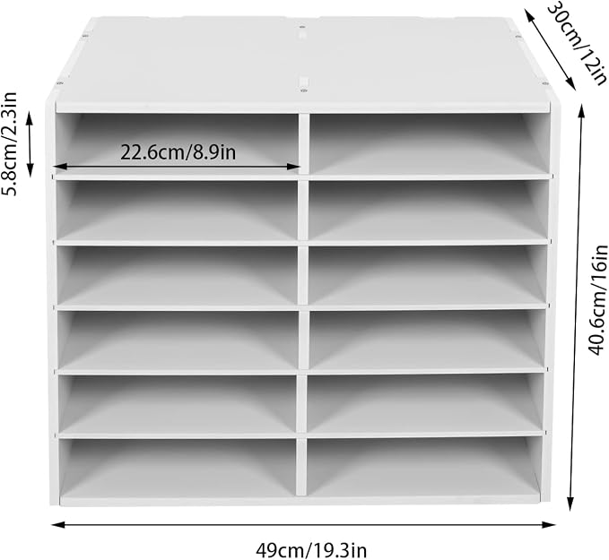 Literature Organizer Sorter, 12 Slots Adjustable File Sorter Mail Organizer | Paper Sorter Organizer, Open Design Paper Storage Mailbox for Office School Classroom, White - Image 5