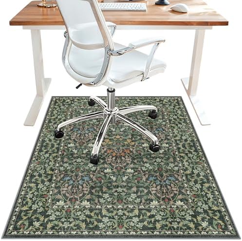 36"x48" Office Chair Mat for Hardwood Floor, Non-Slip Washable Moss Green by BESBLEE