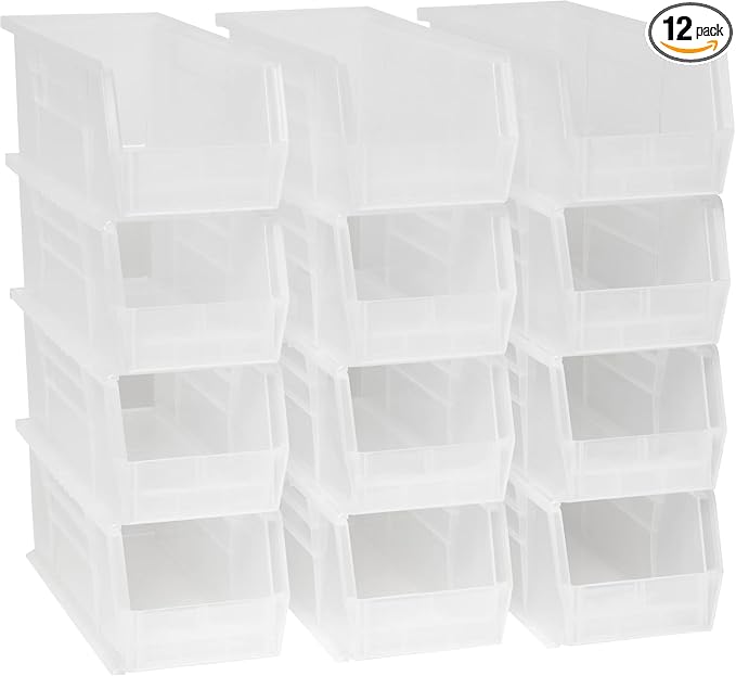 Akro-Mils 30234 AkroBins Plastic Storage Bins, 15"x5"x5", Clear, 12-Pack by Akro-Mils
