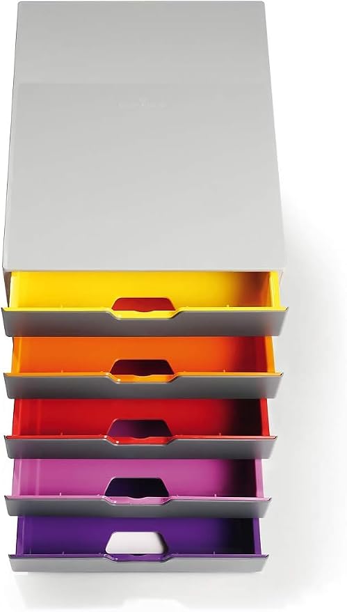 Durable Varicolor 10 Drawer Unit - Gray Desktop Drawer Set with 10 Color Coded Draws - Letter to Folio Size Files - Perfect for Storing Documents and Paper Work - Image 8