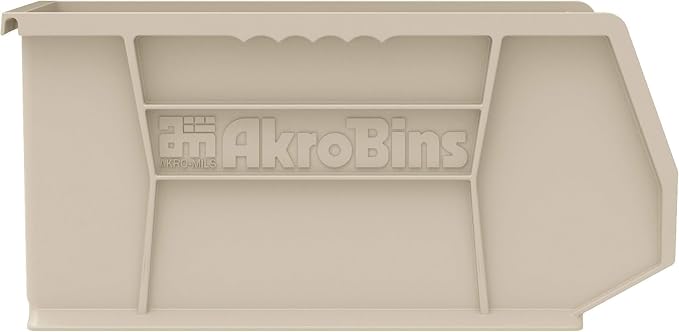 Akro-Mils 30240 AkroBins Plastic Storage Bins, 15"x8"x7", Stone, 12-Pack | Space-Saving Stackable Bins for Garage, Pantry, Craft Organization - Image 8