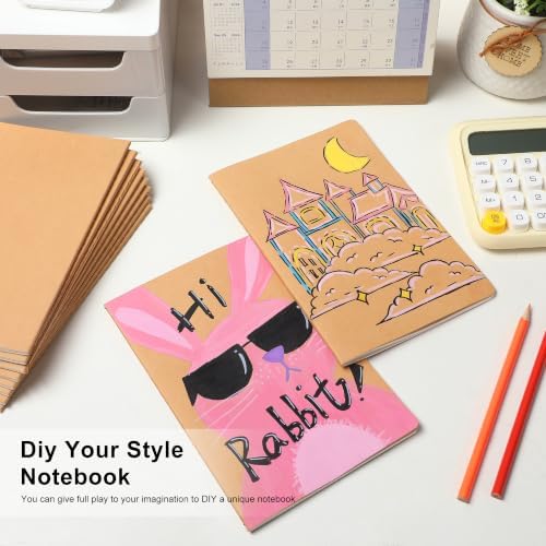 miikoul 4 Pack A5 Kraft Paper Notebook Lined Journal Bulk, 8.3 X 5.5 Inch, 60 Pages/30 Sheets, 80gsm, Travel Notebook Notepad for Adult, Students, Gift, Office, Back to School Supplies - Image 4