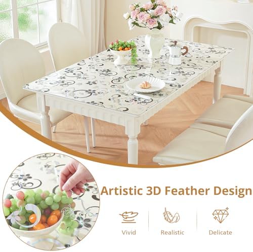 LovePads Floral Table Cover Protector 42 x 90 Inch, 1.5mm Thick Plastic Mat - Image 2