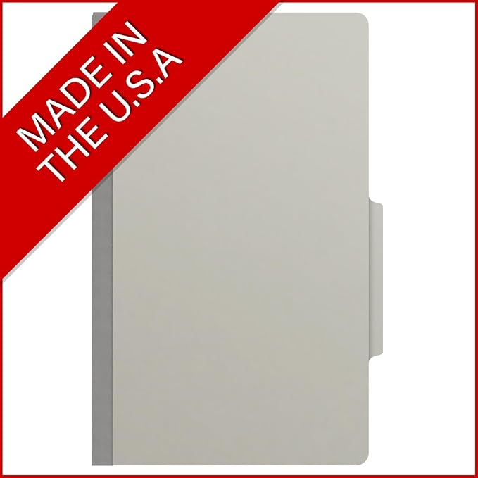 25 Pt. Pressboard Classification Folders, 2/5 Cut ROC Top Tab, Legal Size, 2 Dividers, Light Gray (Box of 10) - Image 5