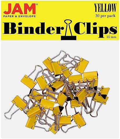 JAM PAPER Colorful Binder Clips - Extra Small - 3/5 Inch (15 mm) - Yellow Binderclips - 30/Pack by JAMPaper
