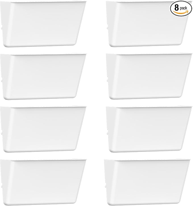 Gawerk Clear Acrylic Single Pocket, Plastic Hanging Wall Mount File Holder for Office Home (White, 8 Pack) by Gawerk