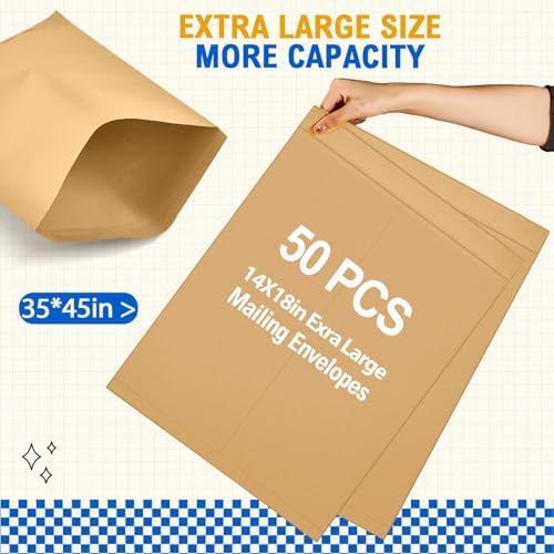 Motipuns 50 Pcs 14'' x 18'' Large Mailing Envelopes 32lb with Gummed Flaps - Image 4