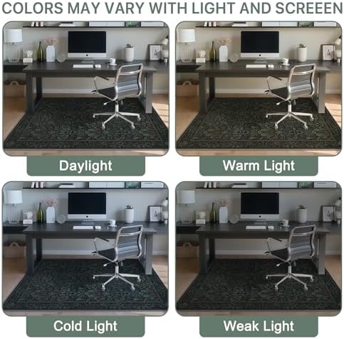 48"x60" Office Chair Mat for Hardwood Floor, Non-Slip Washable Dark Green - Image 6