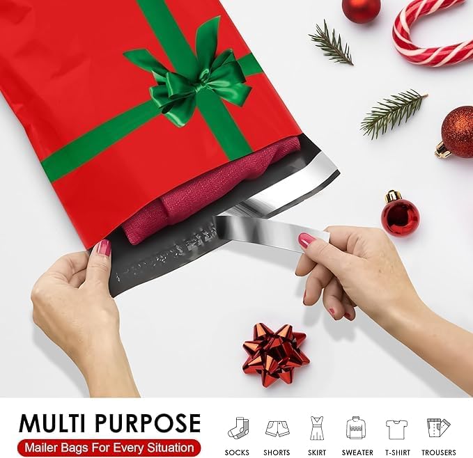 Christmas Poly Mailers 10x13, Shipping & Mailing Bags, 250 Pack Bulk - Image 2