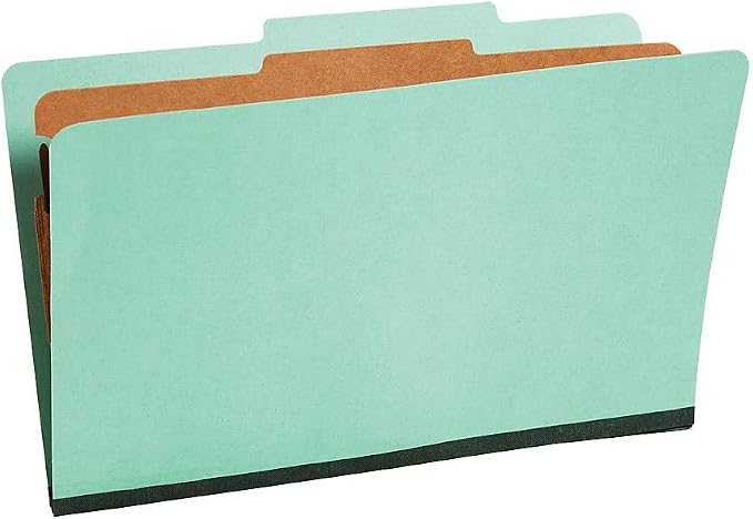Staples Colored Pressboard Classification Folder, Legal Size, 1 Partition, Green, Durable Construction, 20/Pack - Image 4
