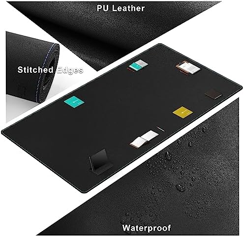 CENNBIE MAX220 86.6" x 39.4" Leather Desk Mat Protector, Extra Large Leather Desk Pad for Full Desk - XXL Super Large Mouse Pad (Black) - Image 4