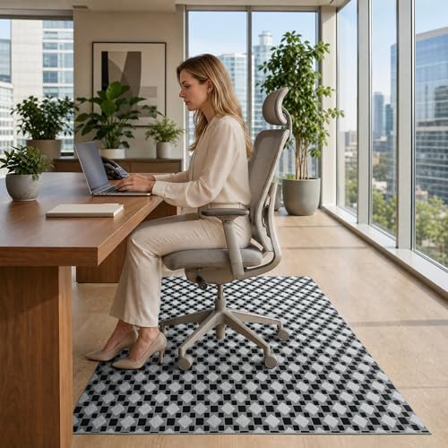 48"x60" Office Chair Mat for Hardwood Floor, Non-Slip Washable Basalt Grey - Image 3