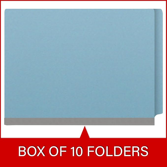 25 Pt. Pressboard Classification Folders, Full Cut End Tab, Letter Size, 1 Divider, Light Blue (Box of 10) - Image 6