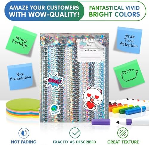 Metallic Bubble Mailers 6.5 x 9 Inch Holographic, Self Seal Closure, 3/16 Inch Cushioning, Padded Shipping Envelopes Pack of 200 - Image 5