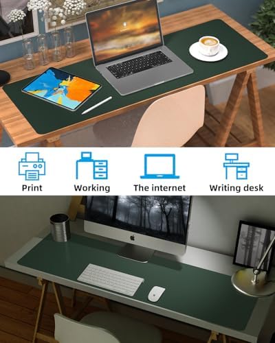 Leather Desk Pad Protector, Office Desk Mat, Large Mouse Pad, Non-Slip PU Leather Desk Blotter, Laptop Desk Pad, Waterproof Writing Pad for Office/Home/Decor (Dark Green, 40" x 17") - Image 6