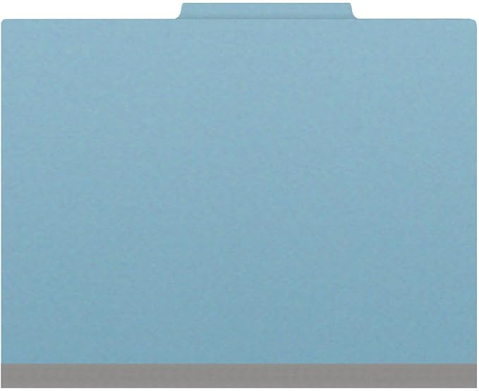 25 Pt. Pressboard Classification Folders, 2/5 Cut ROC Top Tab, Letter Size, 1 Pocket Divider, Light Blue (Box of 10) - Image 2