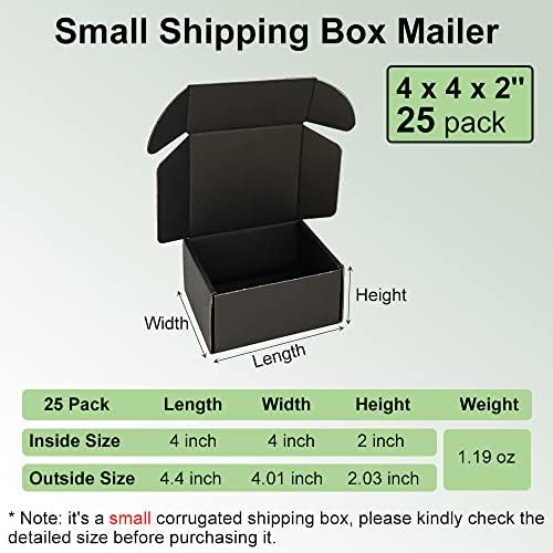 4x4x2'' Small Shipping Boxes 25 Pack, Black Corrugated Cardboard Literature Mailers, Mailing Packaging Supplies for Small Business (BK442-25) - Image 2