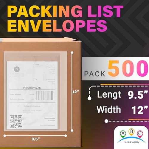 ABC PACK & SUPPLY Packing List Envelopes, Clear 9.5 x 12 Inch, Self Seal Document Pouches for Shipping Inserts Polyethylene 2 Mil, Pack of 500 - Image 2