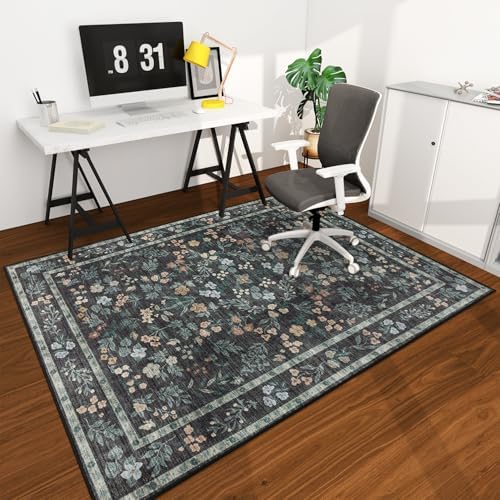 chakme Office Chair Mat for Hardwood Floor, 72"x48" Easy Glide Computer Desk Mat Protector for Rolling Chair Under Desk Rug Nonslip Backing, Machine Wash, (Floral) by CHAKME