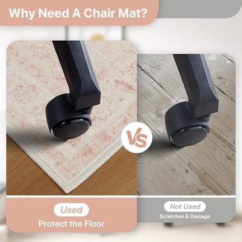 48"x60" Office Chair Mat for Hardwood Floor, Non-Slip Washable Light Pink - Image 4