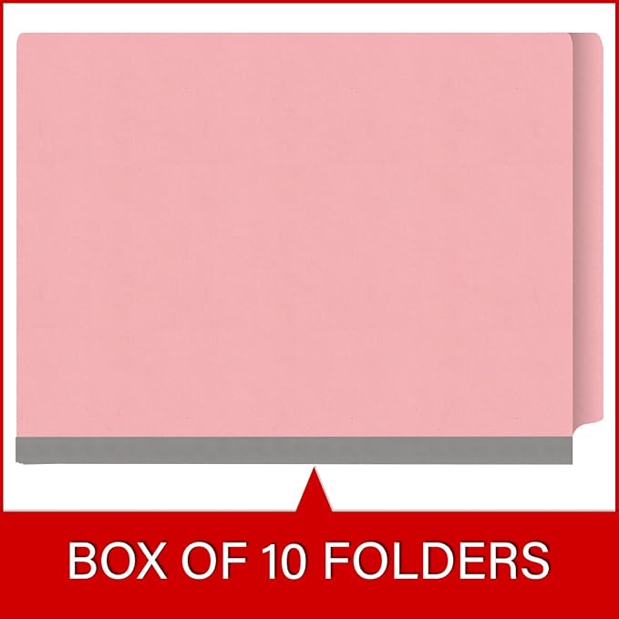 Ecom Folders Heavy Duty Top Tab Classification Folders | Letter Size 18 Pt Stock with 1 Divider | 2/5 Cut Right Position Tab for Medical, Legal and Office Documents | Pink, Box of 10 - Image 6