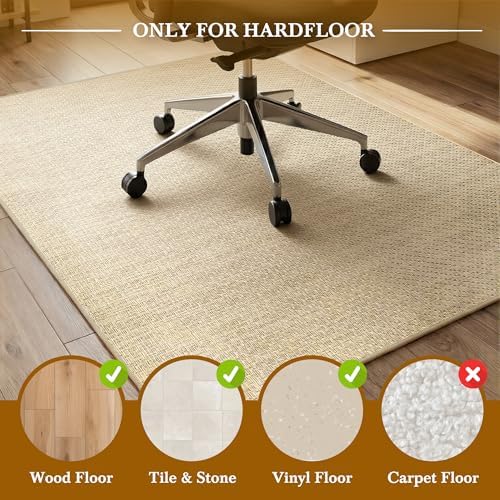 Aothia Textilene Chair Mat for Hardwood Floors - Heavy Duty Non-Slip Desk Floor Protector, Durable PVC & Polyester Blend, Easy to Clean, Ideal for Home Office (36"x47", Beige) - Image 5