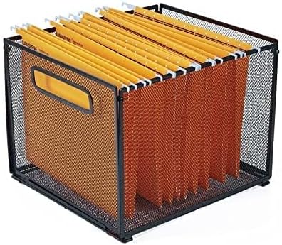 SETTFRFE Letter Size Hanging Folder Organizer,Metal File Baskets,Black | Mesh File Bin & Holder with Handle,Filing Organizer for Letter Folders,Office,School,Home Storage - Image 2