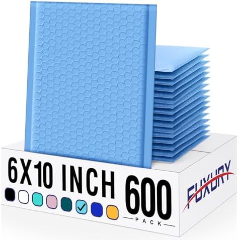 Fuxury Bubble Mailer 6x10" 600 Pack Light Blue by Fuxury