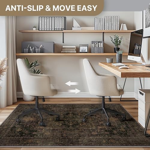 36"x48" Office Chair Mat for Hardwood Floor, Non-Slip Charcoal Brown - Image 5