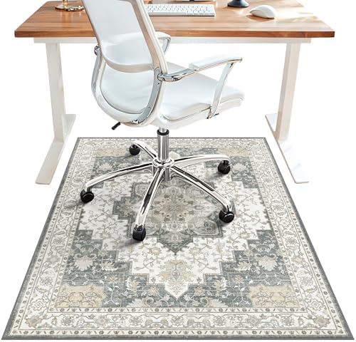 36"x48" Office Chair Mat for Hardwood Floor, Non-Slip Washable Grey by BESBLEE