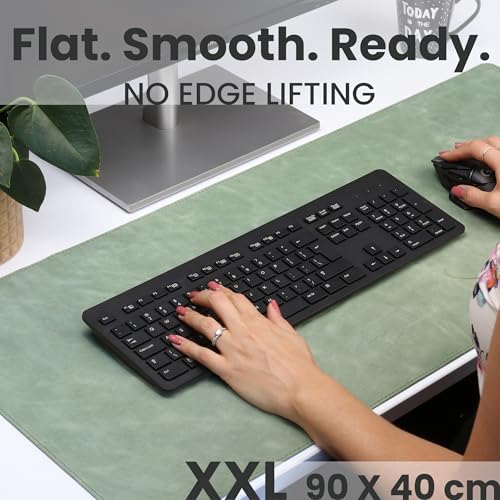 Full Grain Leather Desk Pad, Mint Green, XL (35.4 x 15.7 inch) - Image 3