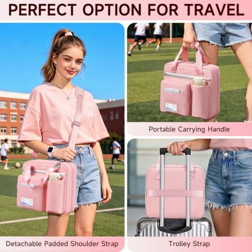 3 Ring Zipper Binder Bag, 3 Inch D-Ring 700 Sheet Capacity, Portable File Organizer with Removable Shoulder Strap & Multiple Pockets for School Office Travel Summer Study Back to School,Pink - Image 6