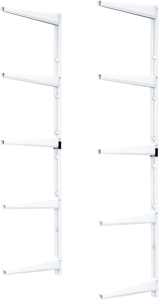 Minimalistic White Shelf Brackets by Delta Cycle, Set of 10 Fully Adjustable 12-inch Heavy Duty Shelf Brackets, Holds Up to 800 lbs, Modern Shelf Bracket for Wood Shelves