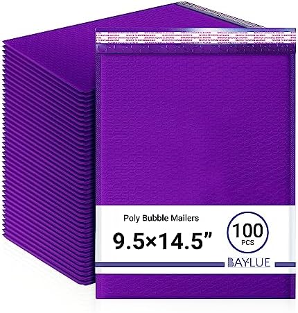 Purple Bubble Mailers 9.5x14.5, Poly Padded Envelopes #4, 100 Pack by BAYLUE