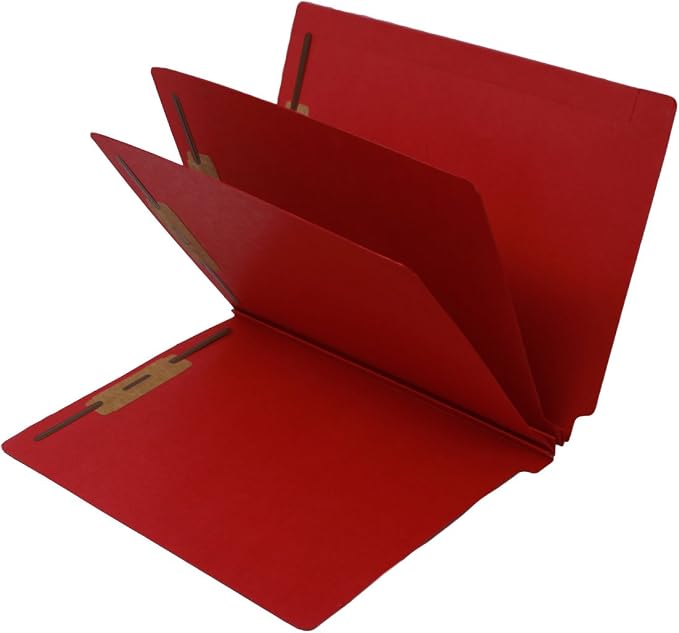 14 Pt. Red Classification Folders, Full Cut End Tab, Letter Size, 2 Dividers (Box of 15) by Ecom+Folders