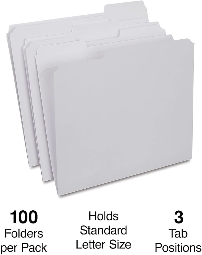 Staples Reinforced File Folders, 1/3-Cut Tab, Letter Size, White, 100/Box (ST508986-CC) - Image 2
