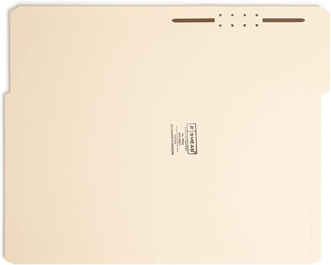 Smead Fastener File Folder, 1 Fastener, Reinforced 1/3-Cut Tab, Legal Size, Manila, 50 per Box (19534) - Image 2