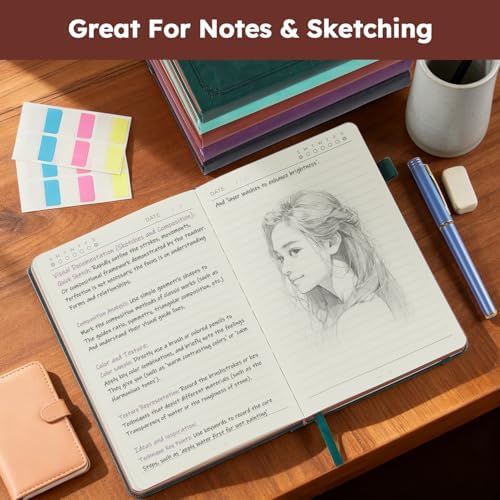 Lined Journal Notebook for Women Men, 320 Pages A5 Journaling Notebook College Ruled with 100GSM Thick Paper, Hardcover Leather Notebook for Work Writing Note Taking Diary, School, 5.7'' X 8.4'' - Image 6